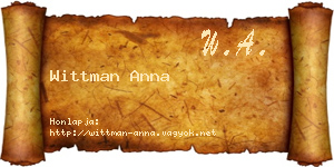 Wittman Anna névjegykártya